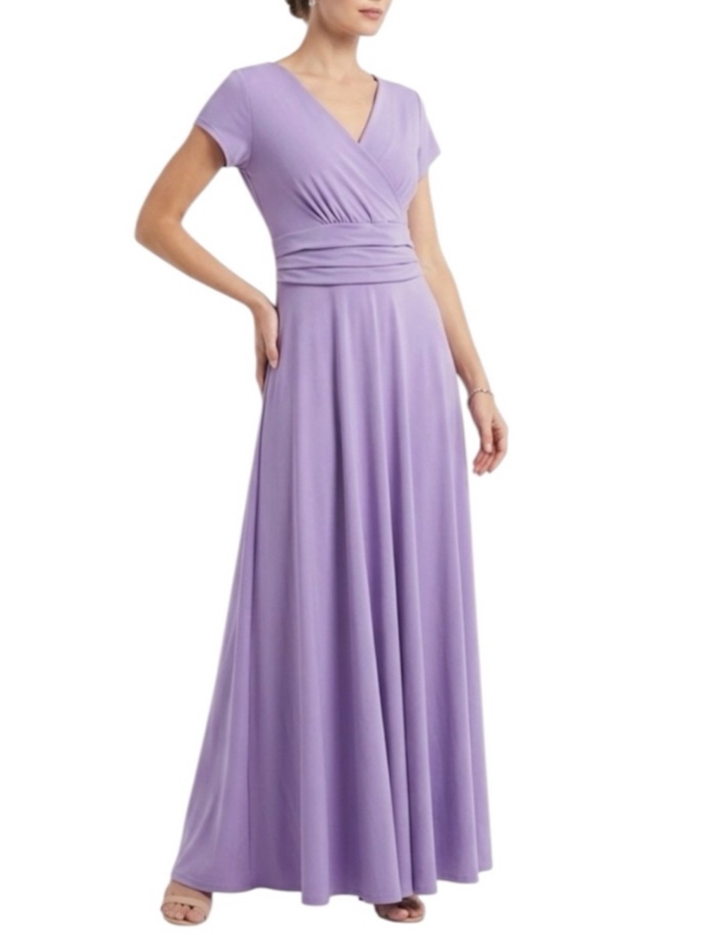 Koh Koh Women Dress Lavender Wrap Maxi Dress with Pleated Waistband Size XS